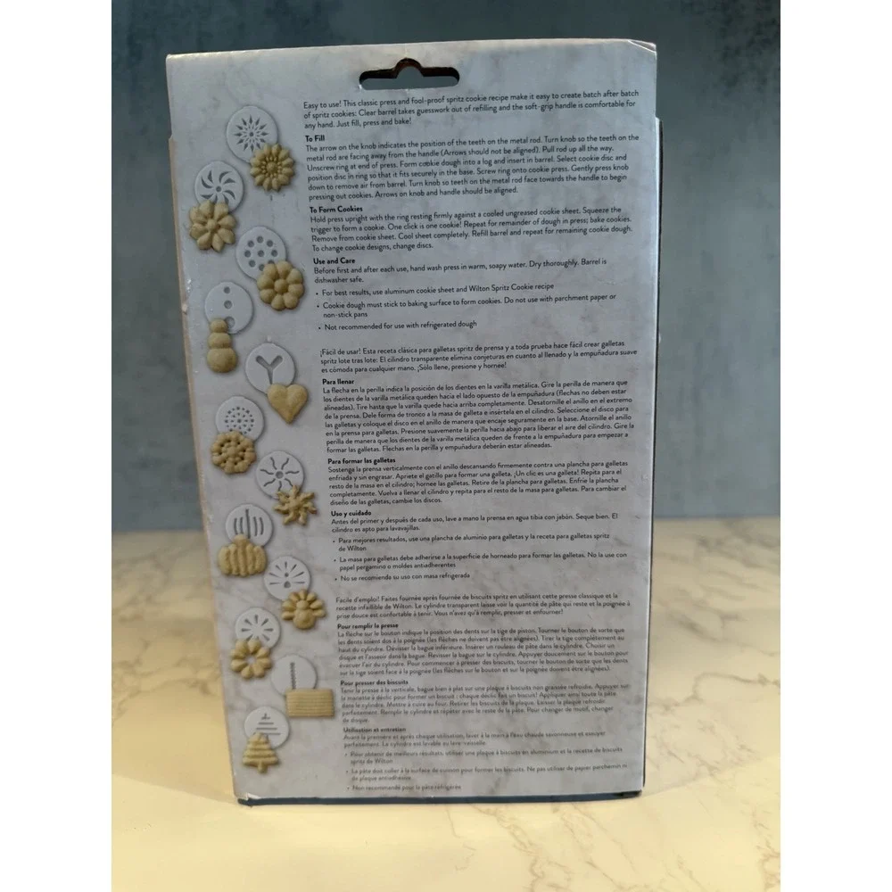 Wilton Simple Success Cookie Press White 12 Discs Spritz Cookies Baking Tool